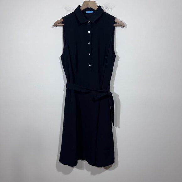 J. McLaughlin Women’s Sleeveless Collared Belted Black Dress size 10 - Picture 2 of 8